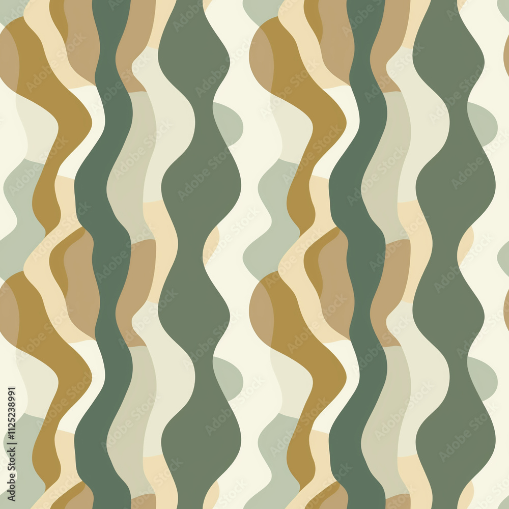 Modern abstract wave Seamless pattern in earthy tones on a light background Modern abstract wave Seamless pattern in earthy tones on a light background