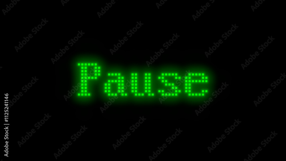 leuchtende grüne Pixel zeigen das Wort Pause leuchtende grüne Pixel zeigen das Wort Pause