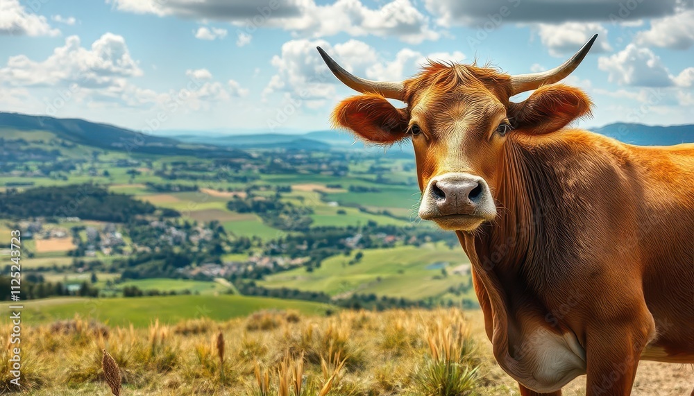 Cattle grazing in scenic hills countryside landscape photography nature's beauty wide-angle viewpoint Cattle grazing in scenic hills countryside landscape photography nature's beauty wide-angle viewpoint