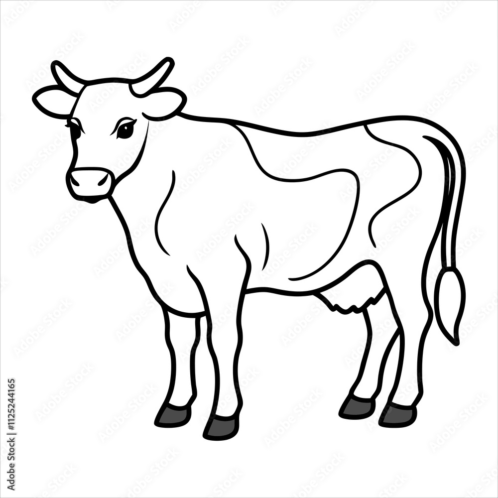 Elegant Cow Line Art Vector Illustration Design for Creative Projects Elegant Cow Line Art Vector Illustration Design for Creative Projects
