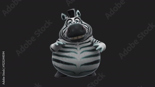 Fun 3D cartoon zebra talking (with alpha channel)