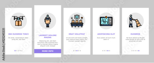 delivery autonomous robot onboarding mobile vector technology transport, vehicle transportation, industry autonomous automatic business delivery autonomous robot illustrations