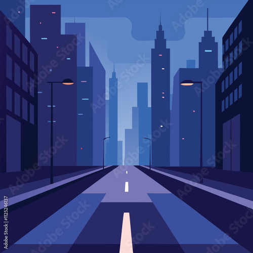 Futuristic Cityscape with Foggy Atmosphere and Reflective Platform