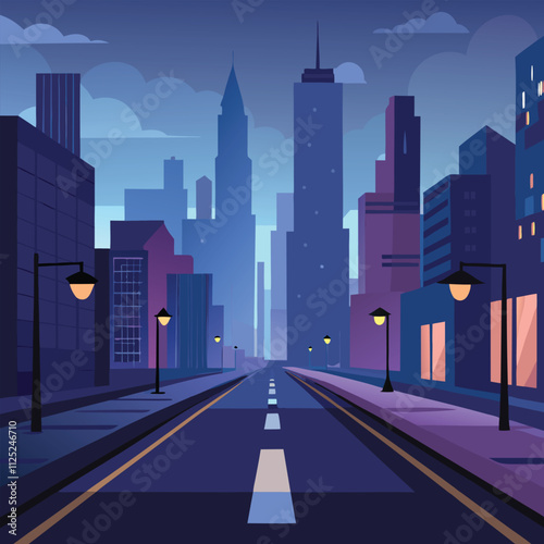 Futuristic Cityscape with Foggy Atmosphere and Reflective Platform