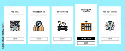 delivery autonomous robot onboarding mobile vector technology transport, vehicle transportation, industry autonomous automatic business delivery autonomous robot illustrations