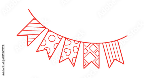 Doodle flags string garland scribble