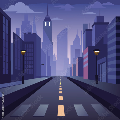 Futuristic Cityscape with Foggy Atmosphere and Reflective Platform