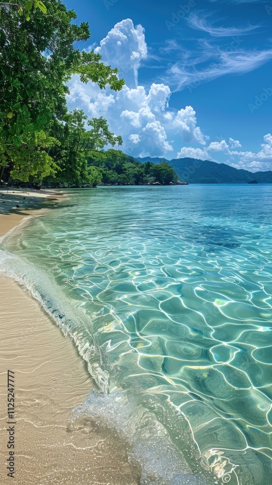 Tropical Beach Paradise Clear Water White Sand Lush Greenery Tropical Beach Paradise Clear Water White Sand Lush Greenery