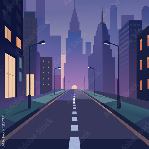 Futuristic Cityscape with Foggy Atmosphere and Reflective Platform