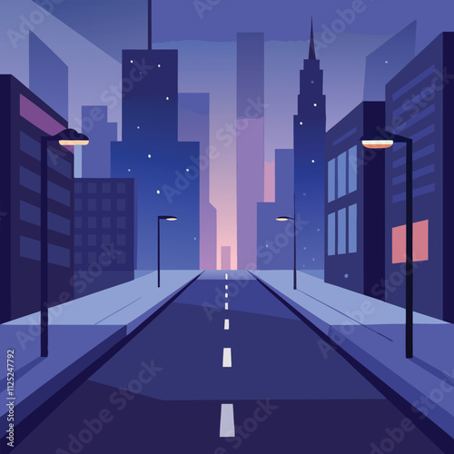 Futuristic Cityscape with Foggy Atmosphere and Reflective Platform