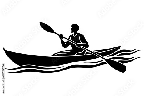 Kayaker on Water: Vector Illustration of Outdoor Adventure