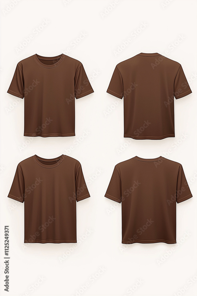 High-quality brown t-shirts displayed from multiple angles showcasing design and fit in a minimalist presentation High-quality brown t-shirts displayed from multiple angles showcasing design and fit in a minimalist presentation