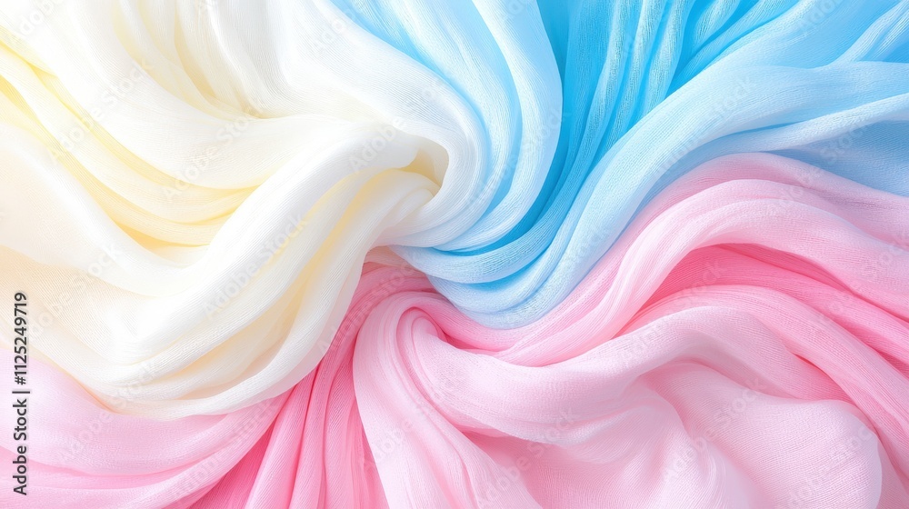 Swirling pastel fabric texture in pink, blue, and white. Swirling pastel fabric texture in pink, blue, and white.