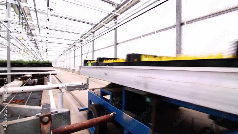 Machine packed tulip bulbs before planting close up top view slow motion 4k Machine packed tulip bulbs before planting close up top view slow motion 4k