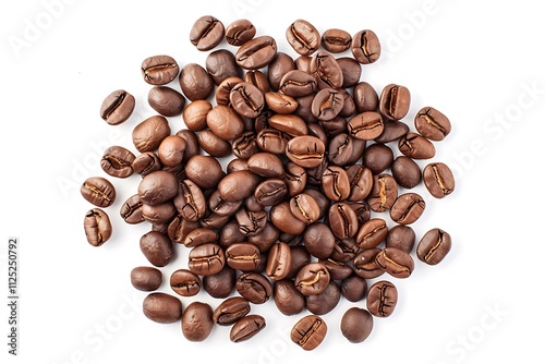 Roasted coffee beans isolated on white background