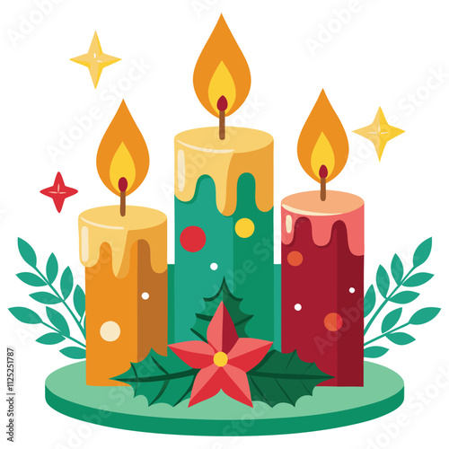 christmas candles and holly