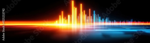 Abstract Visual Representation of Sound Waves Displayed in Vibrant Colors with a Black Background, Ideal for Music and Audio Concepts in Digital Media and Design Projects