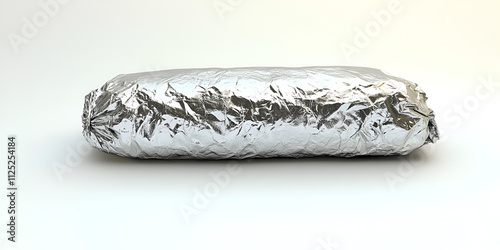 Foil-Wrapped Burrito Isolated on White
