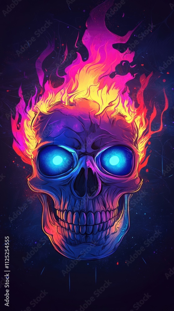 Flaming Skull with Glowing Eyes Flaming Skull with Glowing Eyes