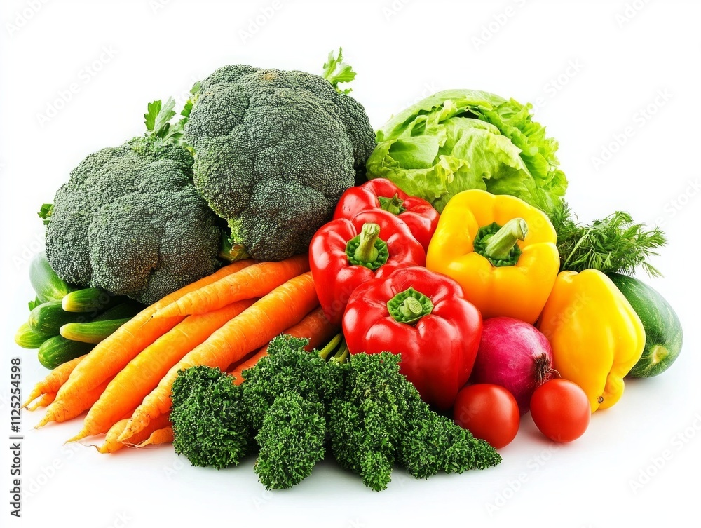 Colorful variety of fresh vegetables: broccoli, bell peppers, carrots, lettuce, and more. Colorful variety of fresh vegetables: broccoli, bell peppers, carrots, lettuce, and more.