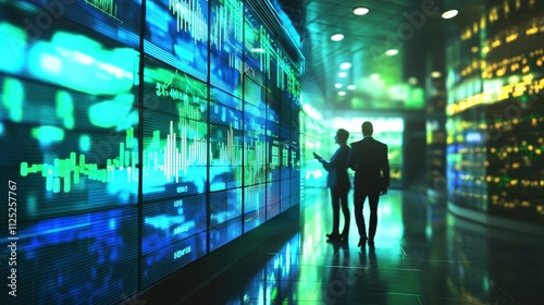 Dynamic business investment strategies in green energy urban office digital graphics high-tech environment modern viewpoint