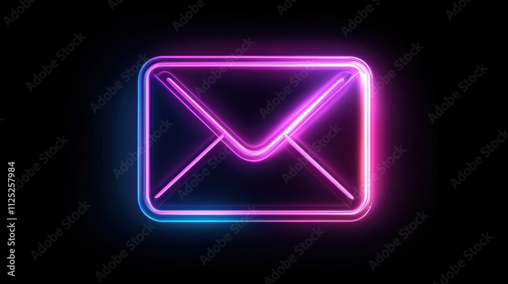 Neon Envelope Icon with Message Design Symbolizing Digital Communication in Vibrant Colors Neon Envelope Icon with Message Design Symbolizing Digital Communication in Vibrant Colors