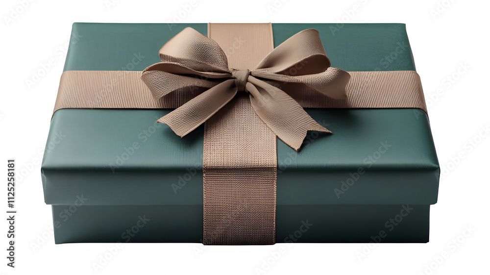 A dark green gift box isolated on transparent background,cutout, A dark green gift box isolated on transparent background,cutout,