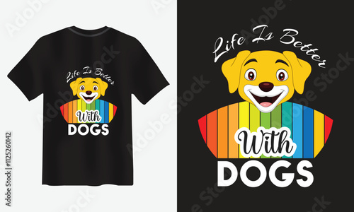 Life is better with dog- typography t shirt design, Dog vector t shirt, vintage t shirt design for dog lover.