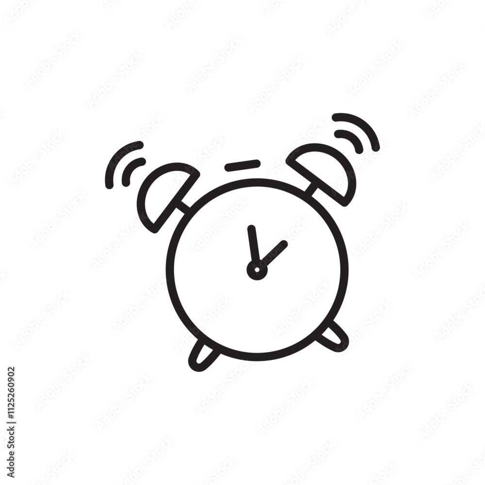 Alarm clock icon Flat art in black and white isolated Alarm clock icon Flat art in black and white isolated