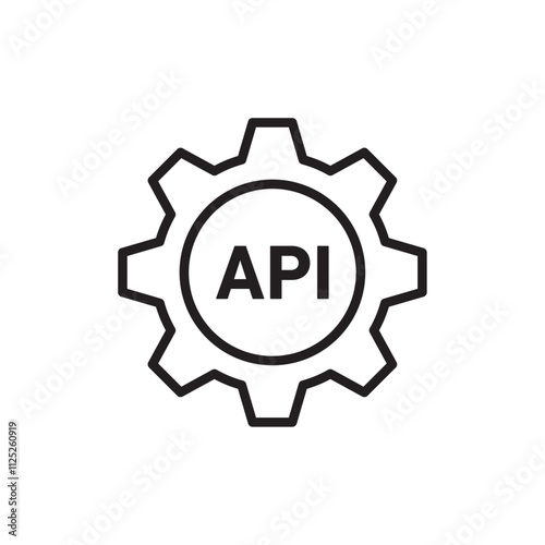 API icon Flat art in black and white isolated