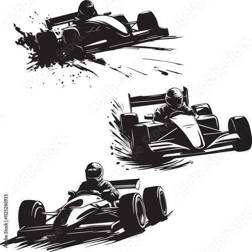 Racing Car illustration, silhouette vector