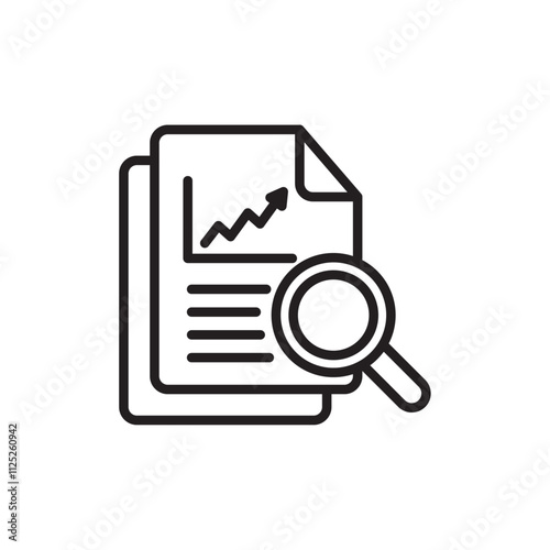 Analytics report icon Flat art in black and white isolated