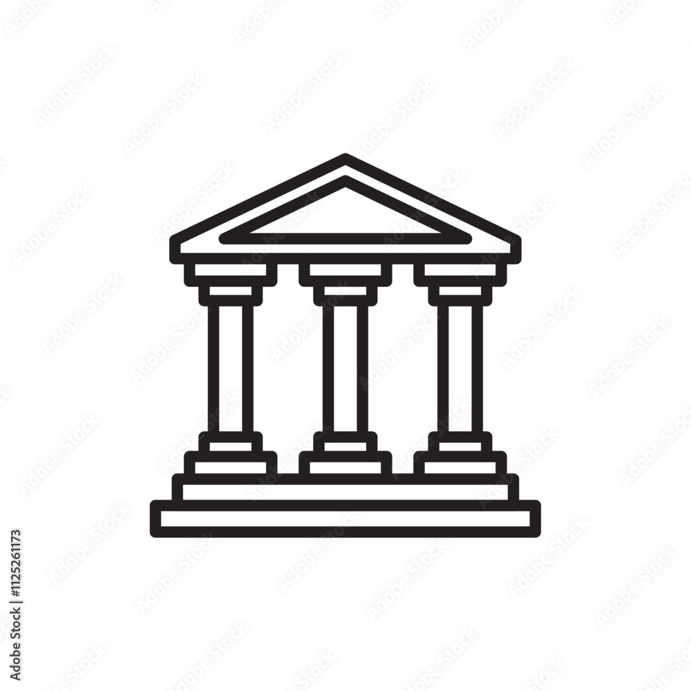 Bank icon Flat art in black and white isolated Bank icon Flat art in black and white isolated