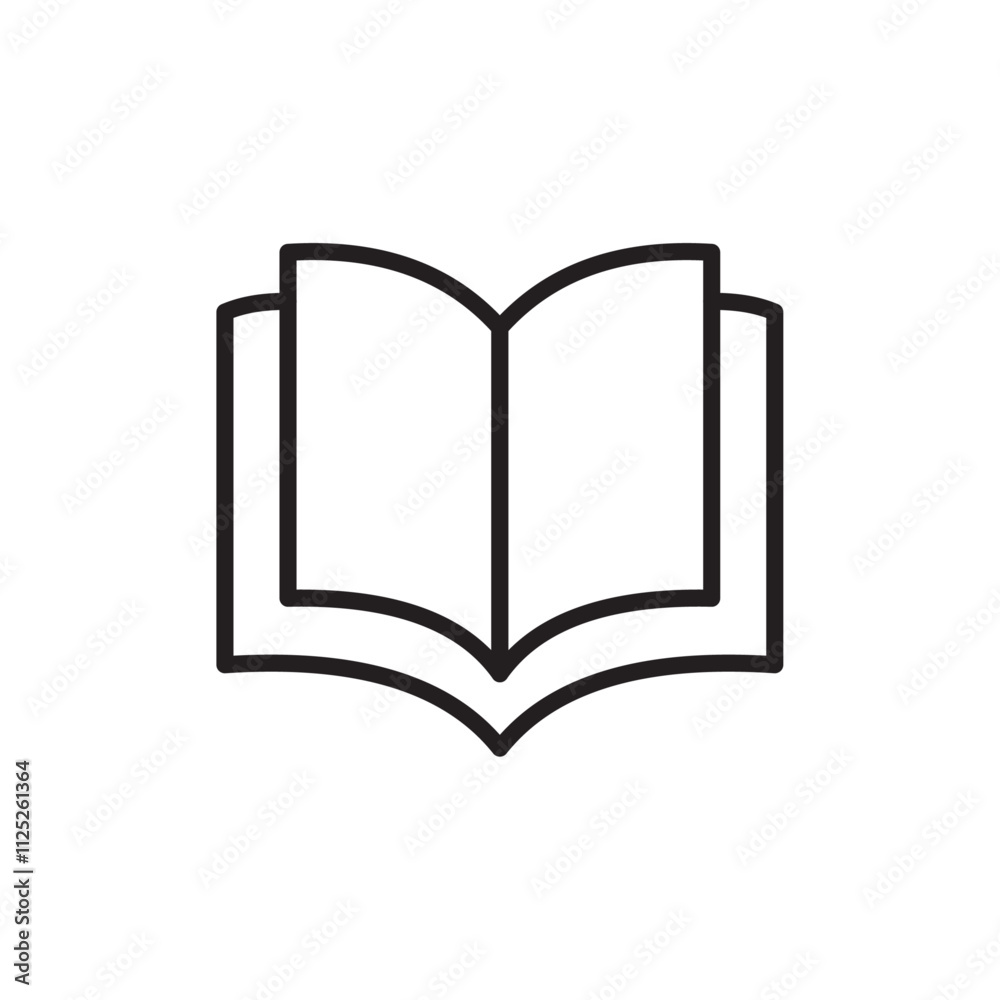 Book icon Flat art in black and white isolated Book icon Flat art in black and white isolated