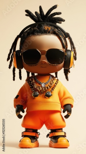 3D Cartoon of a Cool Kid Wearing Headphones and Sunglasses