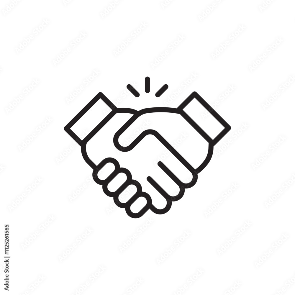 Fototapeta premium Business deal icon Flat art in black and white isolated