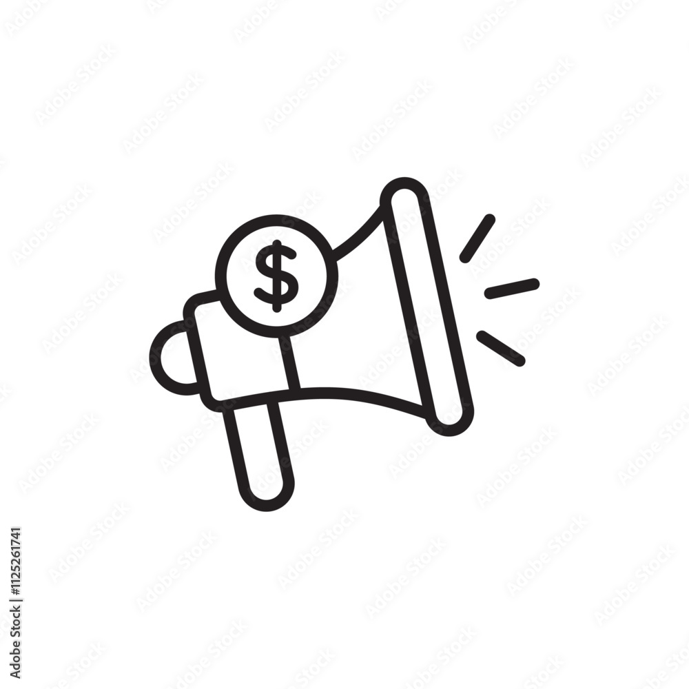 Campaign icon Flat art in black and white isolated Campaign icon Flat art in black and white isolated