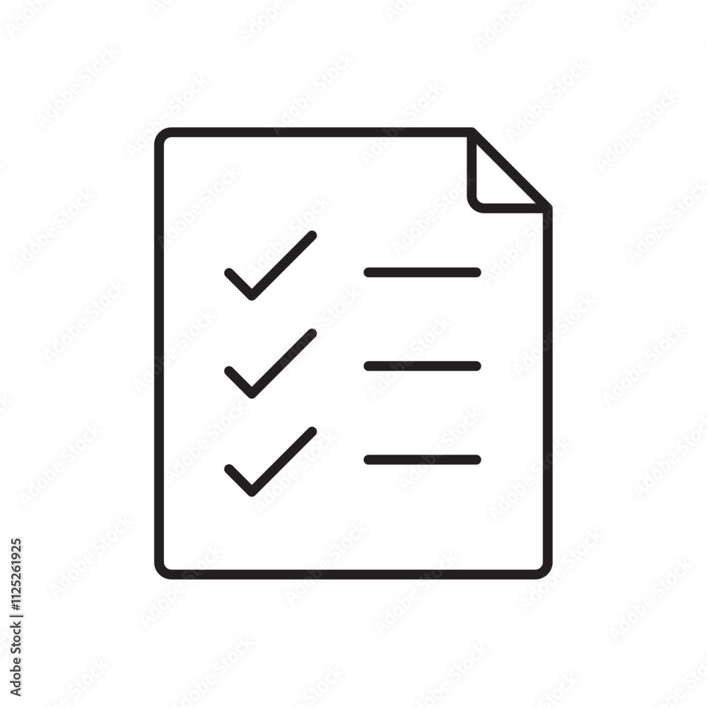 Checklist icon Flat art in black and white isolated Checklist icon Flat art in black and white isolated