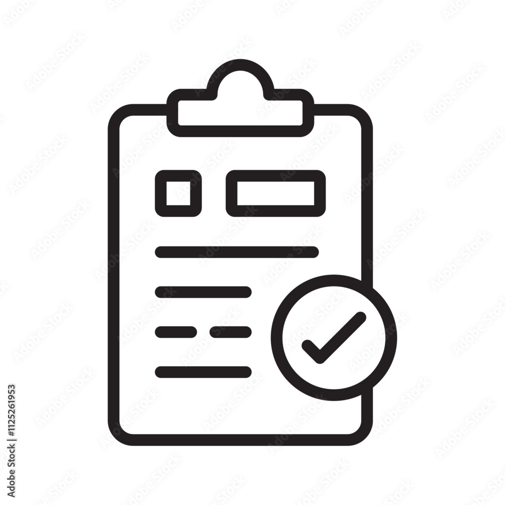 Clipboard check icon Flat art in black and white isolated Clipboard check icon Flat art in black and white isolated