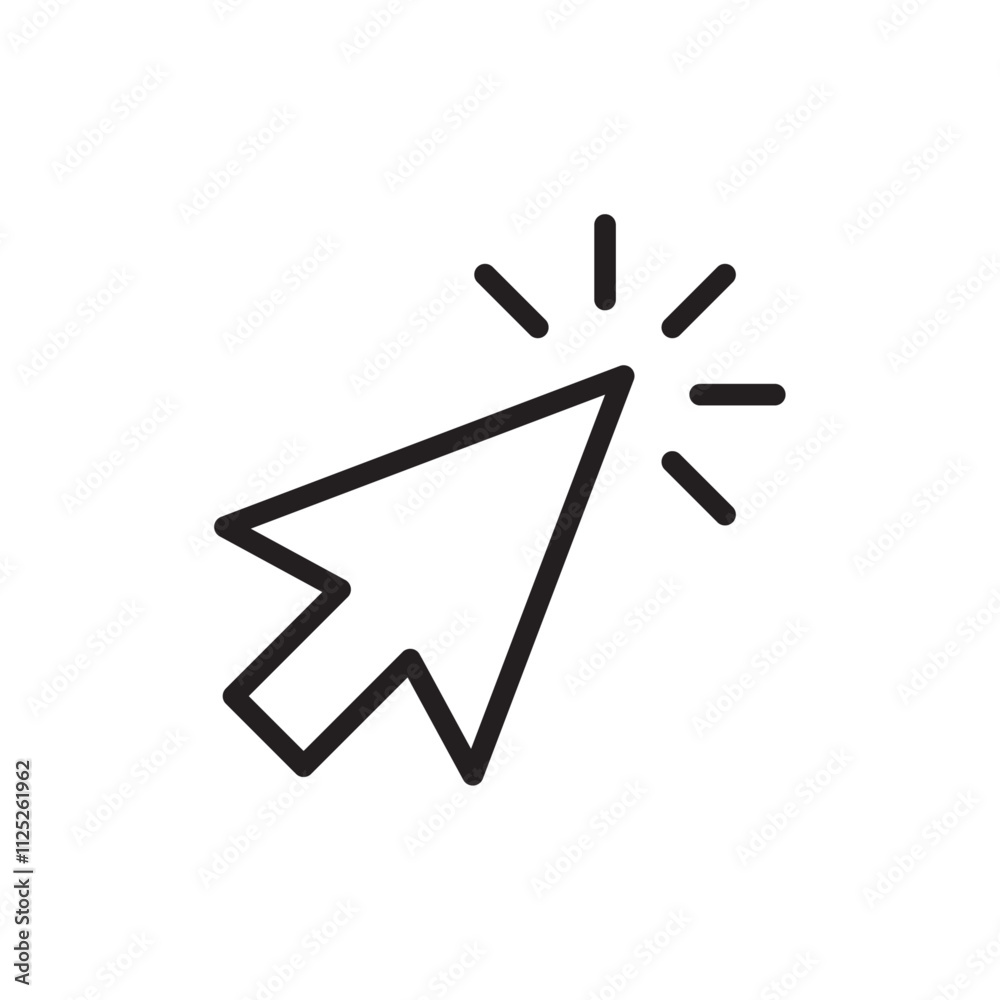 Click icon Flat art in black and white isolated Click icon Flat art in black and white isolated