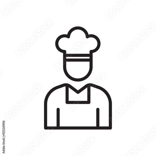 Chef icon Flat art in black and white isolated
