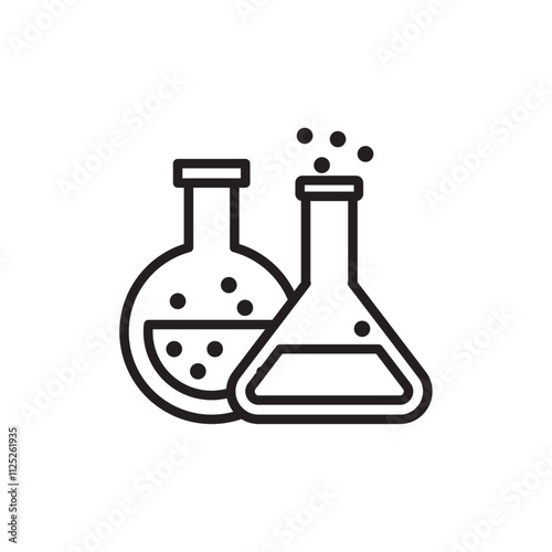 Chemistry icon Flat art in black and white isolated