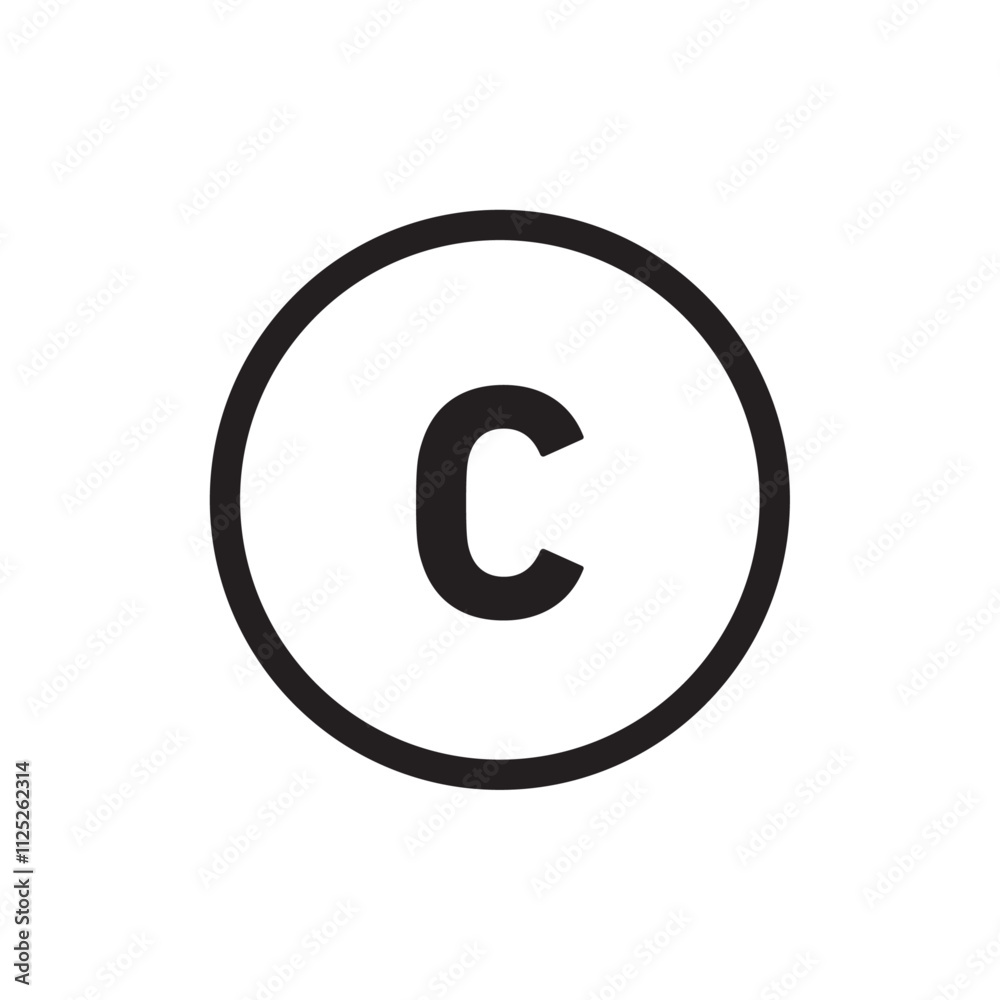 Copyright icon Flat art in black and white isolated Copyright icon Flat art in black and white isolated