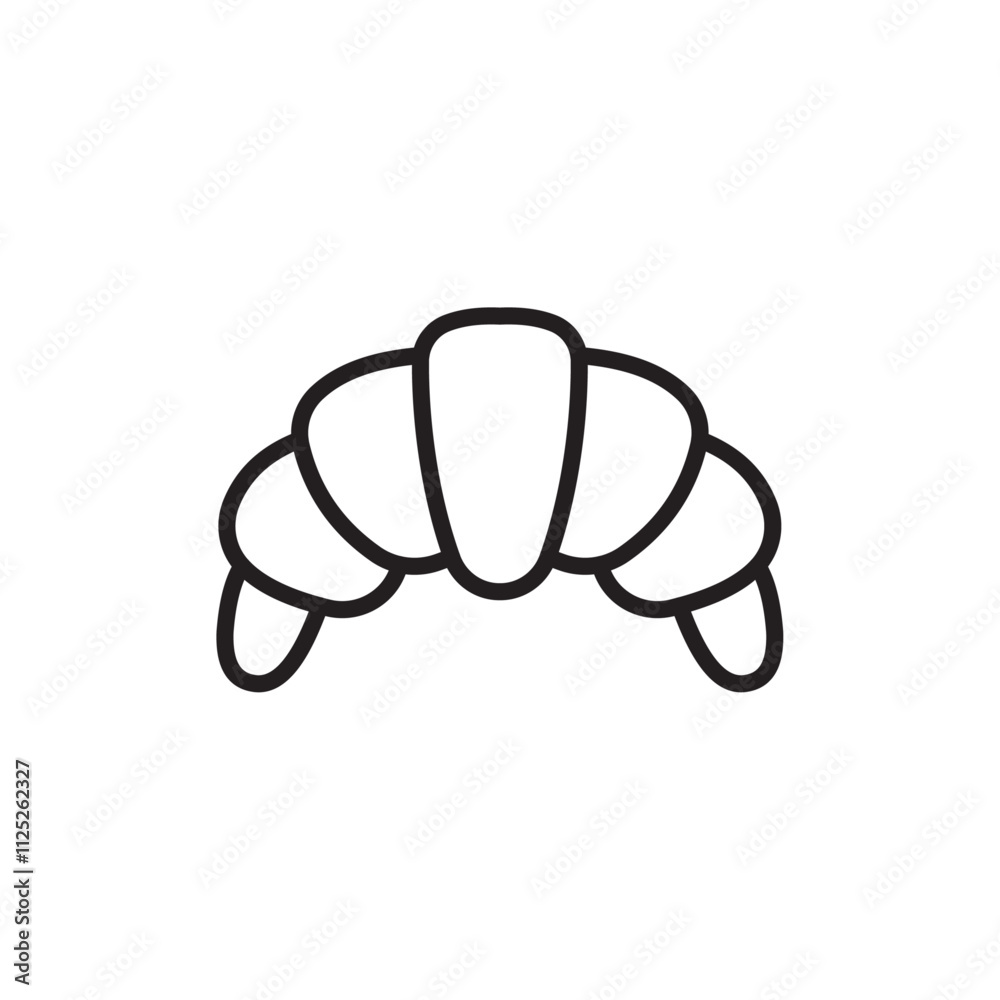 Croissant icon Flat art in black and white isolated
