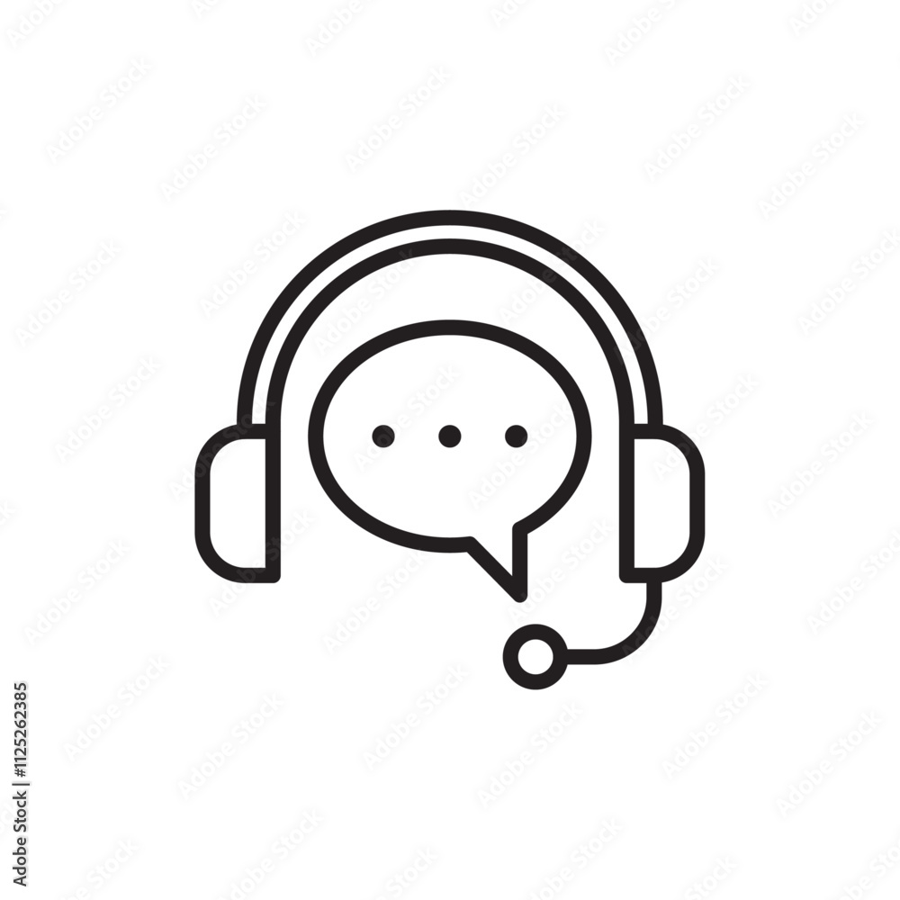 Fototapeta premium Customer service icon Flat art in black and white isolated