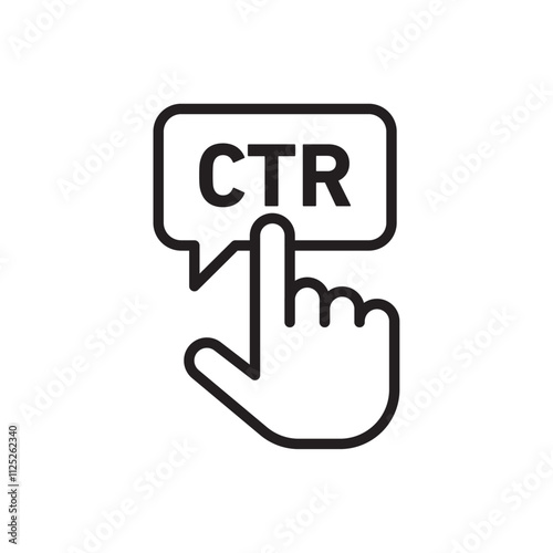 CTR icon Flat art in black and white isolated