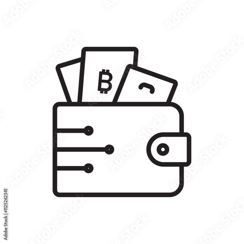 Cryptocurrency wallet icon Flat art in black and white isolated
