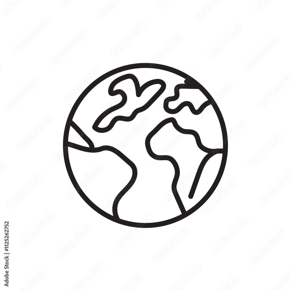 Earth icon Flat art in black and white isolated Earth icon Flat art in black and white isolated