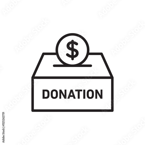 Donation box icon Flat art in black and white isolated