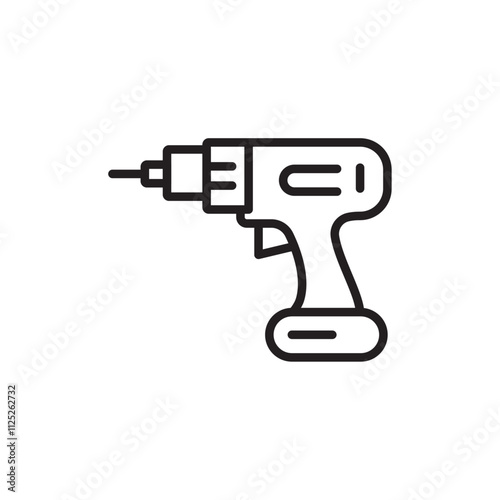 Drill icon Flat art in black and white isolated